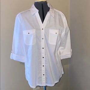 White button up 3/4 sleeve jacket or blouse sz XL